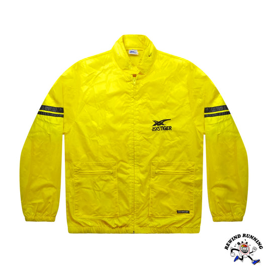 Asics Tiger Vintage 70s 80s Yellow and Black Striped Men's Retro Windbreaker Track Jacket