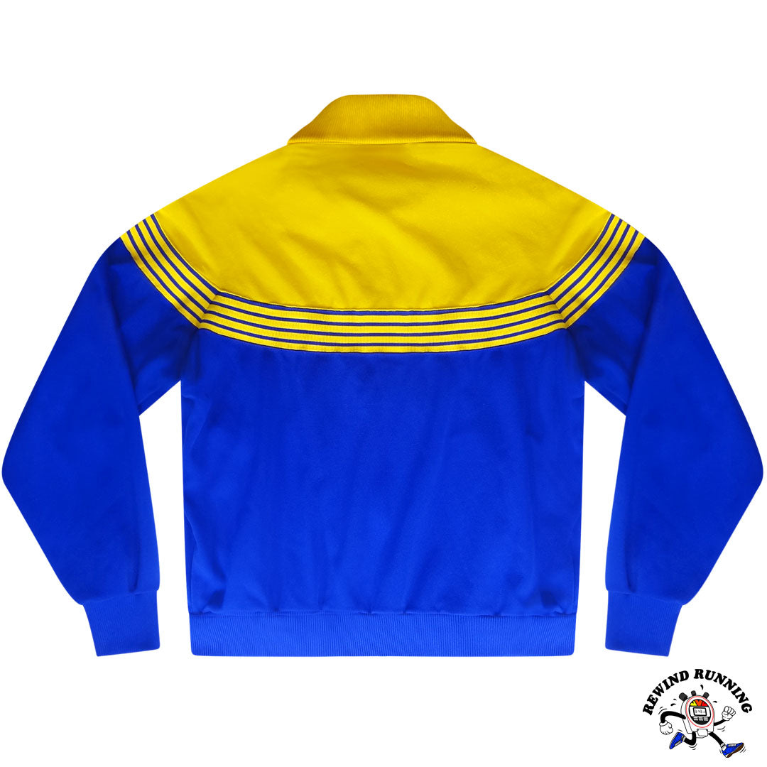 Asics Tiger Vintage 70s 80s Yellow and Blue Striped Track Jacket Large Back