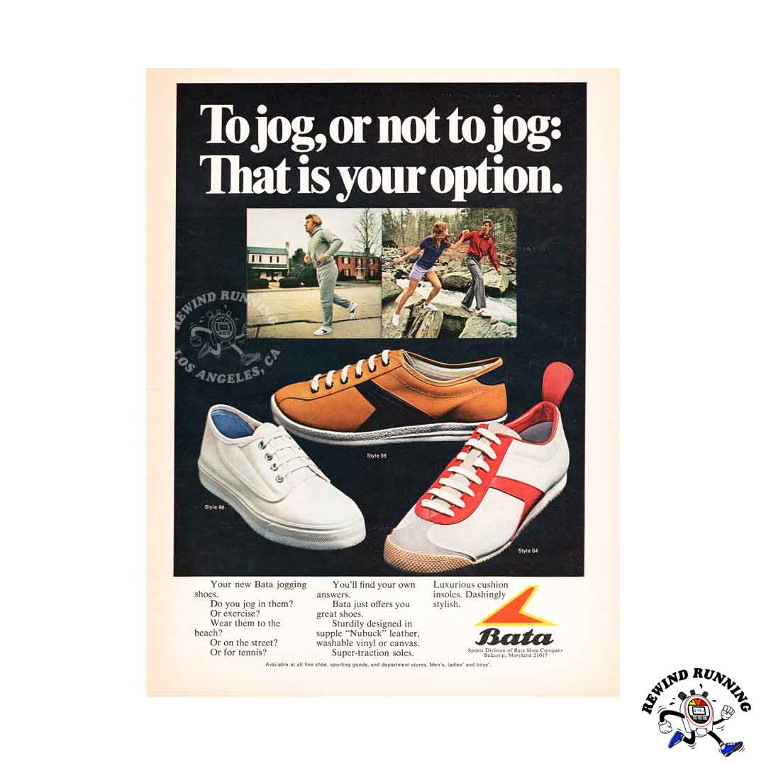 Bata 1971 'To jog, or not to jog' vintage running shoes sneaker print ad