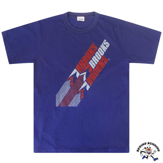 Brooks Running Vintage 80s Blue Logo T-Shirt Men's Medium