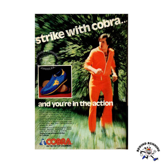 Cobra 'strike with cobra...' Brand Running Shoes 1978 Vintage Sneaker Print Ad