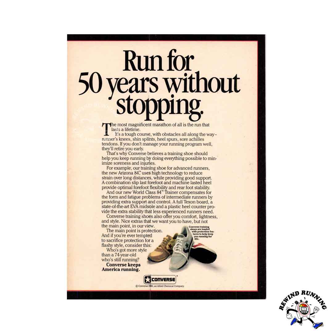 Converse Arizona 84 and World Class 84 vintage running shoes 1980 sneaker print ad