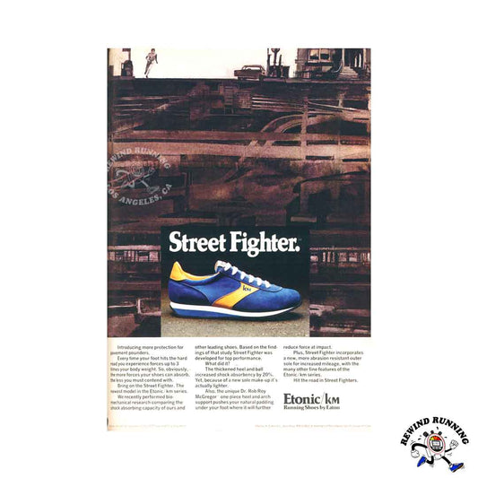 Etonic / KM Street Fighter 1977 vintage sneakers running shoes print ad