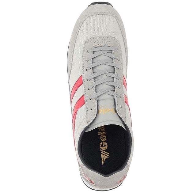 Gola Classics Flyer New Mens Retro Trainer 70s-Inspired Style Sneakers Gray Red CMA597 Aerial View