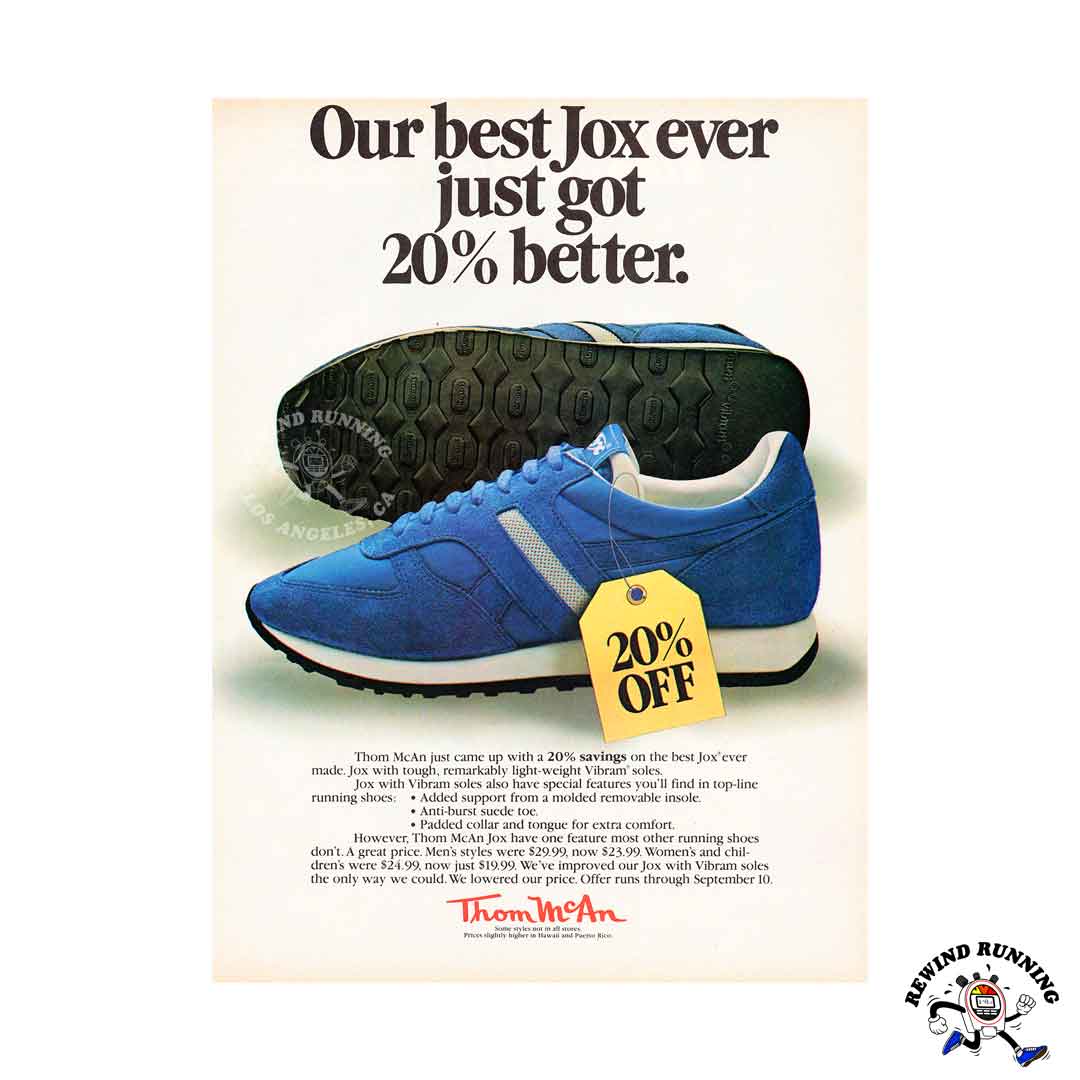Jox by Thom McAn 1983 running shoes vintage sneaker print ad