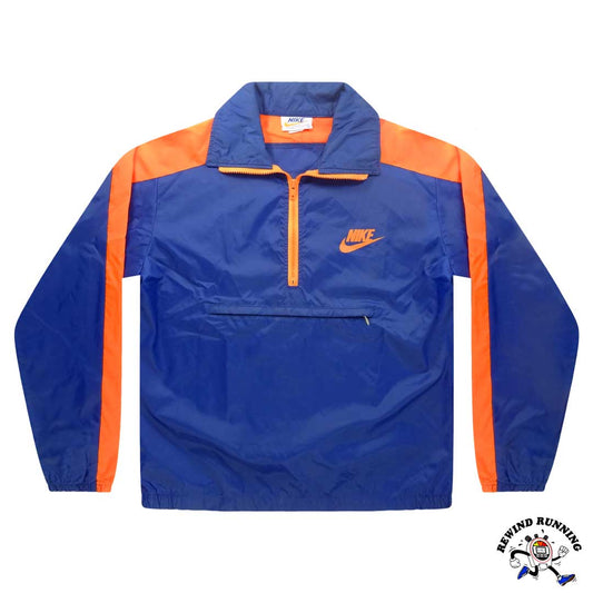 Nike Vintage Men's M 'Orange Tag' Blue Orange Windbreaker 70s 80s Zip Pullover Track Jacket Front