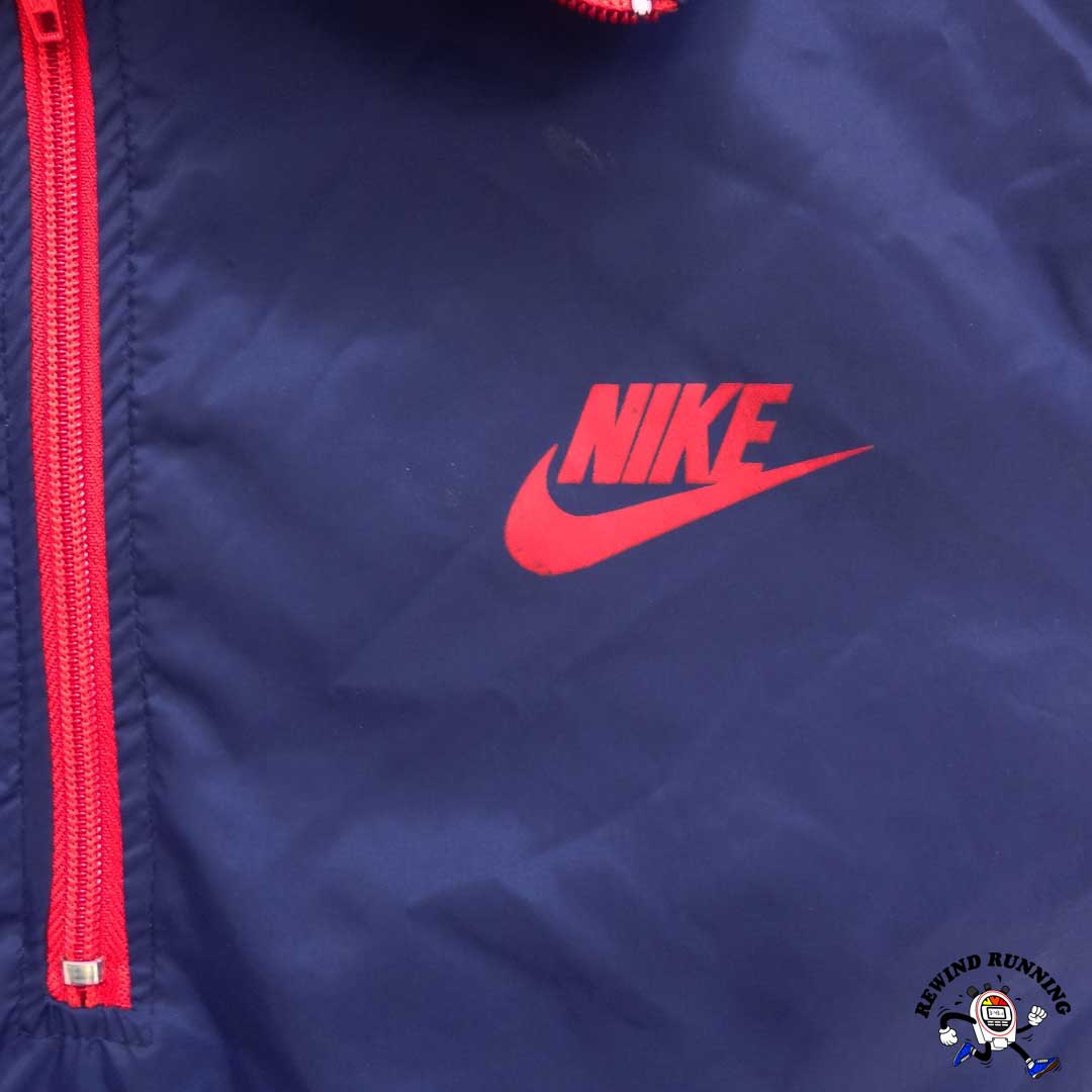 Nike Vintage Men's L 'Blue Tag' Blue Red White Windbreaker 80s Zip Pullover Track Jacket