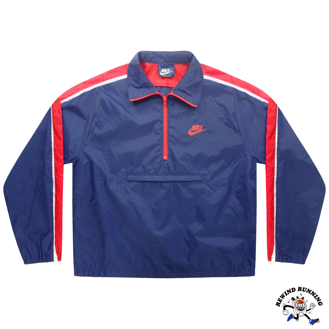 Nike Vintage Men's L 'Blue Tag' Blue Red White Windbreaker 80s Zip Pullover Track Jacket