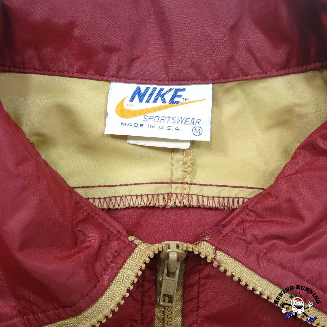 Nike Vintage Men's M 'Orange Tag' Burgundy Tan Windbreaker 70s 80s Track Jacket Neck Label
