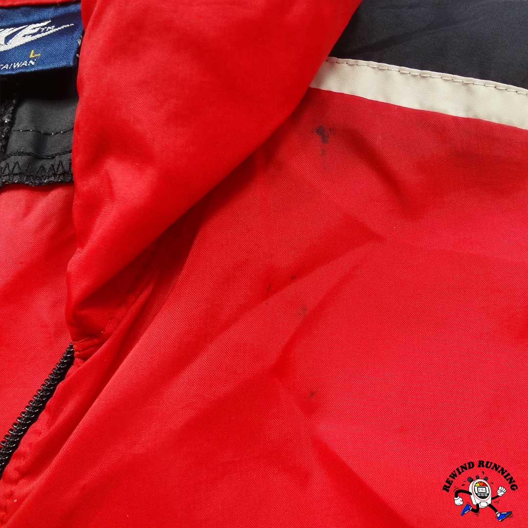 Nike Vintage Men's L 'Blue Tag' Red Black White Windbreaker 80s Zip Pullover Track Jacket