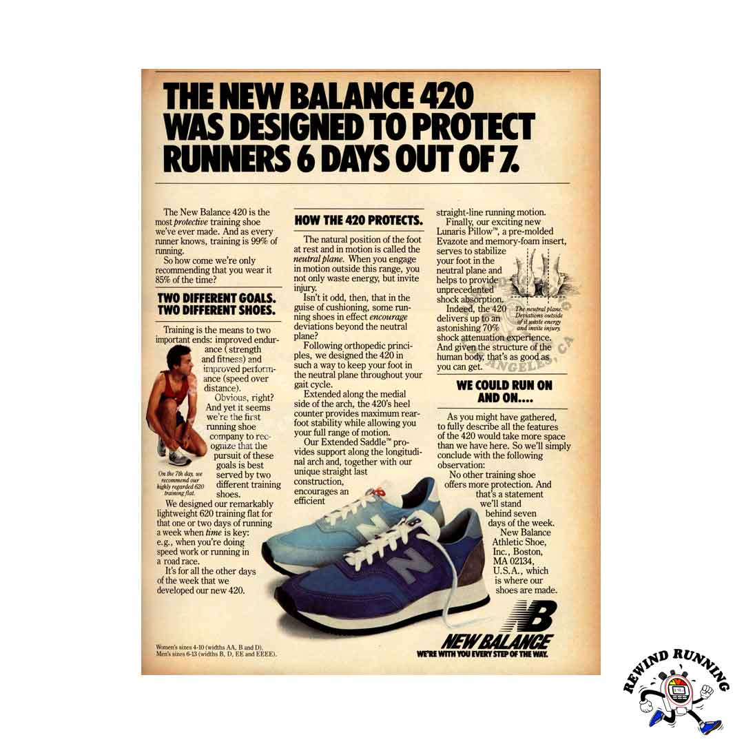 New Balance 420 running shoes 1980 vintage sneaker print ad