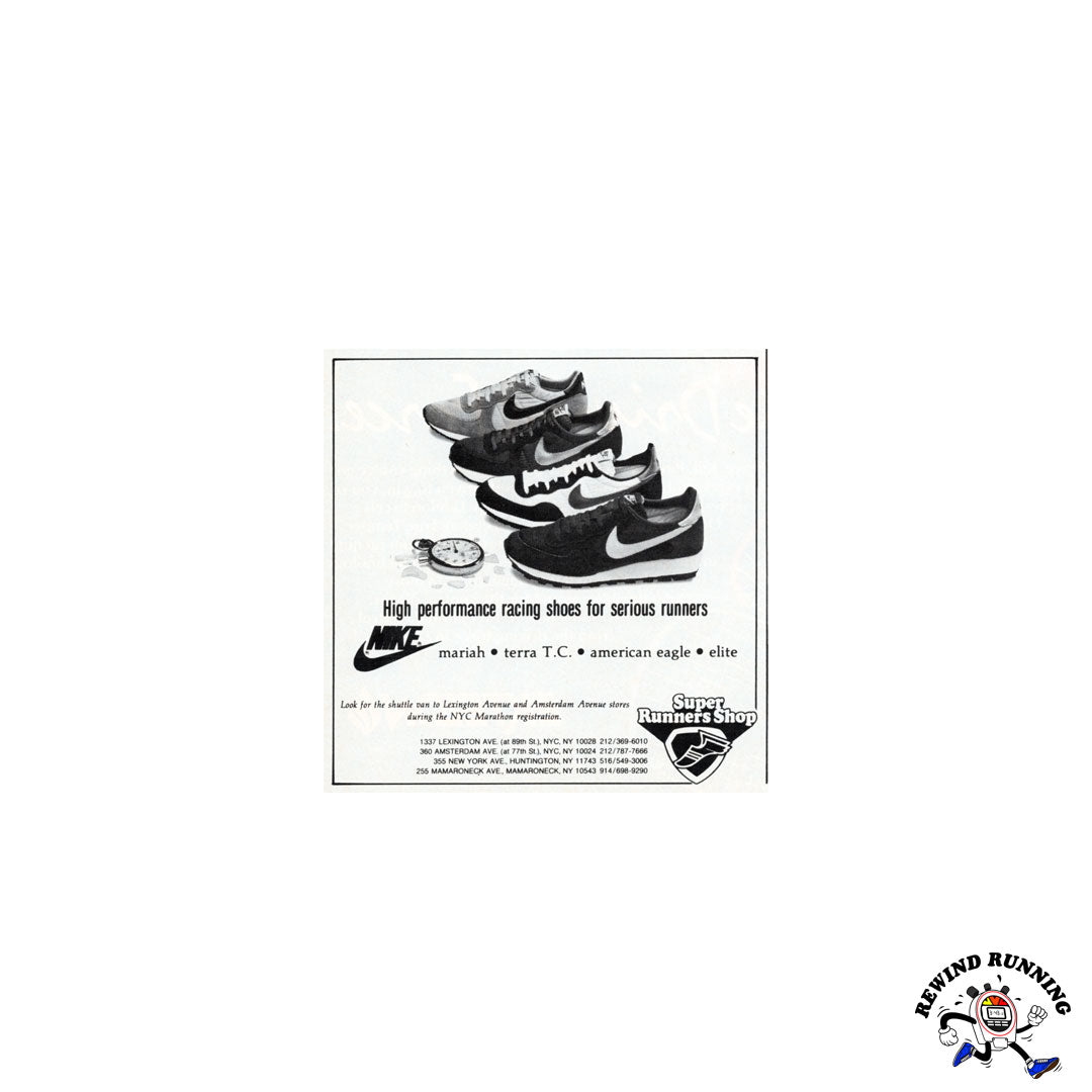 Nike Super Runners Shop 1983 Mariah, Terra TC, American Eagle and Elite Vintage Sneaker ad