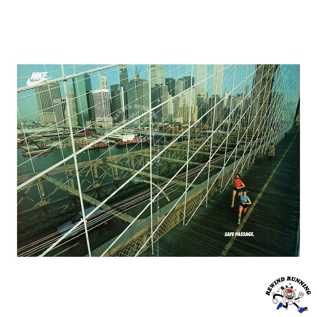 Nike Equinox 'Safe Passage' 1984 Vintage Sneaker Classic Brooklyn Bridge 80s Running Shoe Print Ad