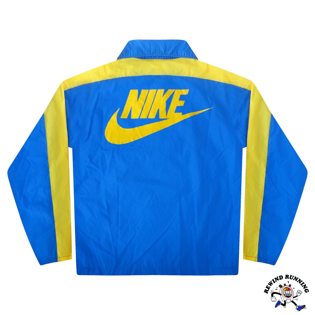 Nike OG Vintage 'Orange Tag' 1/4 Zip Pullover Windbreaker 70s 80s Blue Yellow Track Jacket Anorak back Nike Logo