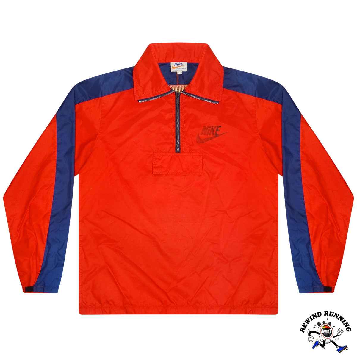 Nike OG Vintage 'Orange Tag' Zip Pullover Windbreaker Pinwheel Era 70s 80s Red Blue Track Jacket Anorak Distressed Large Front Nike Logo Distressed