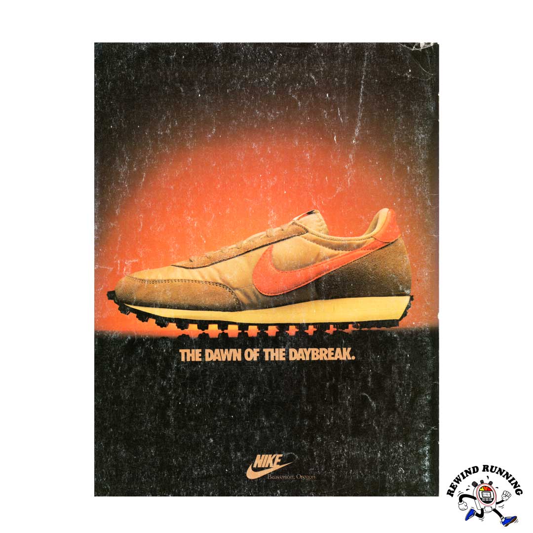 Nike 'The Dawn of The Daybreak' 1980 Distressed Vintage Sneaker Running Shoe Print Ad