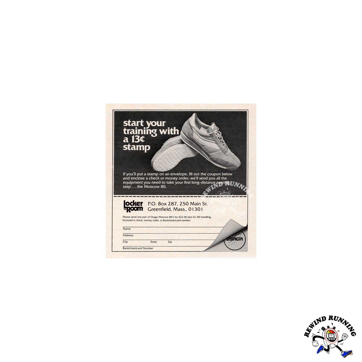 Osaga Moscow 80 Vintage 1977 The Locker Room Running Shoes Sneakers Print Ad