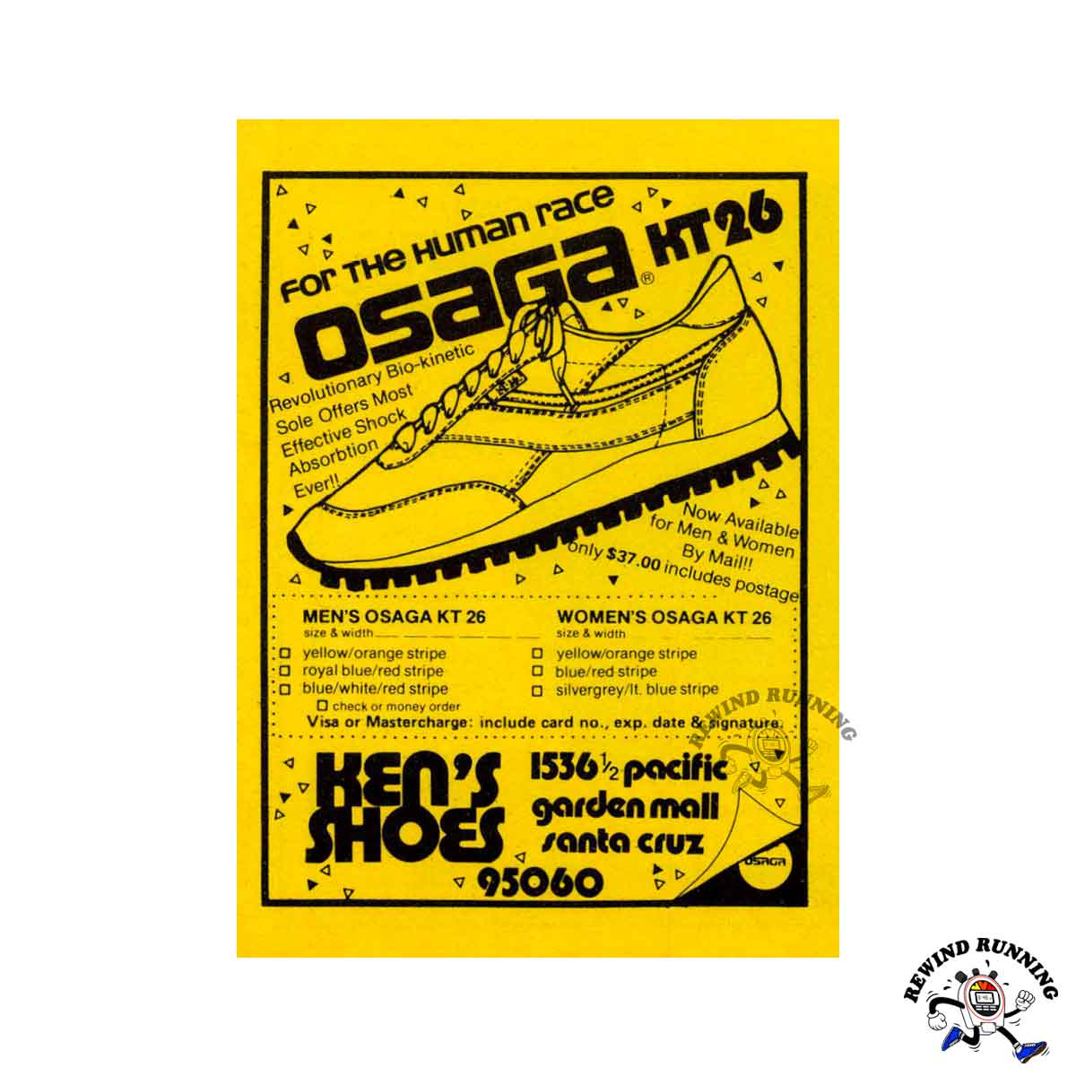 Osaga KT-26 Vintage 1979 Sneakers Running Shoes Print Ad by Ken's Shoes