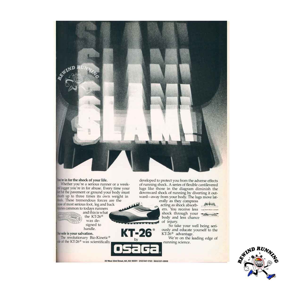 Osaga KT-26 Vintage 1982 'SLAM!' Running Shoes Sneakers Print Ad