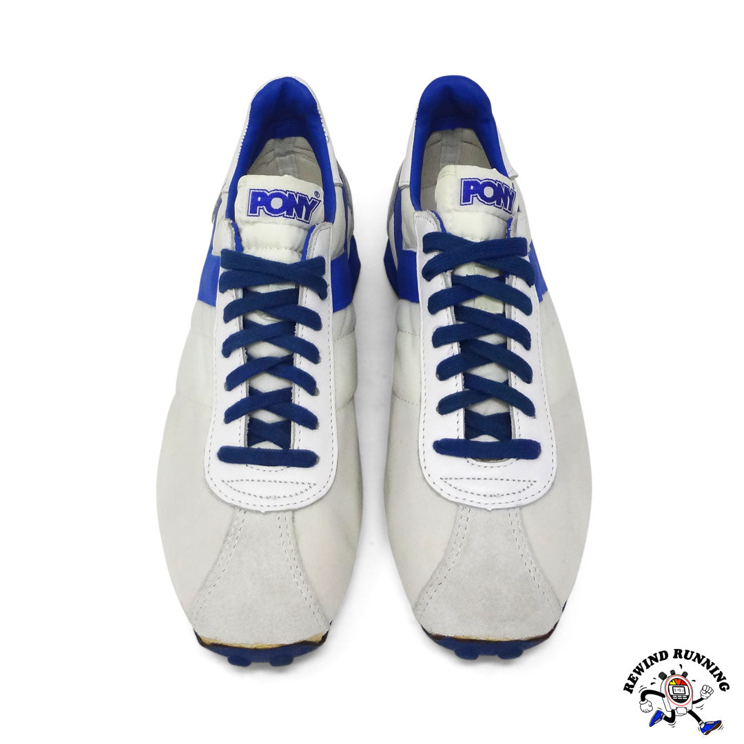 PONY Runner 70s Vintage Men's White Blue Running Shoes Sneakers Aerial view