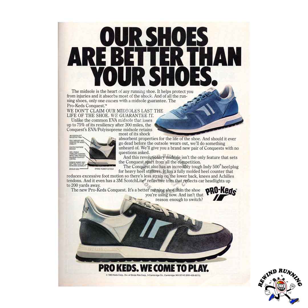 Pro-Keds Conquest Vintage 1984 Running Shoes Sneakers Print Ad