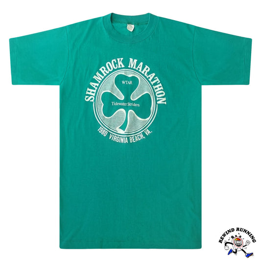 Shamrock Marathon Vintage 1980 Virginia Beach T-Shirt Green 80s St Patrick’s Day