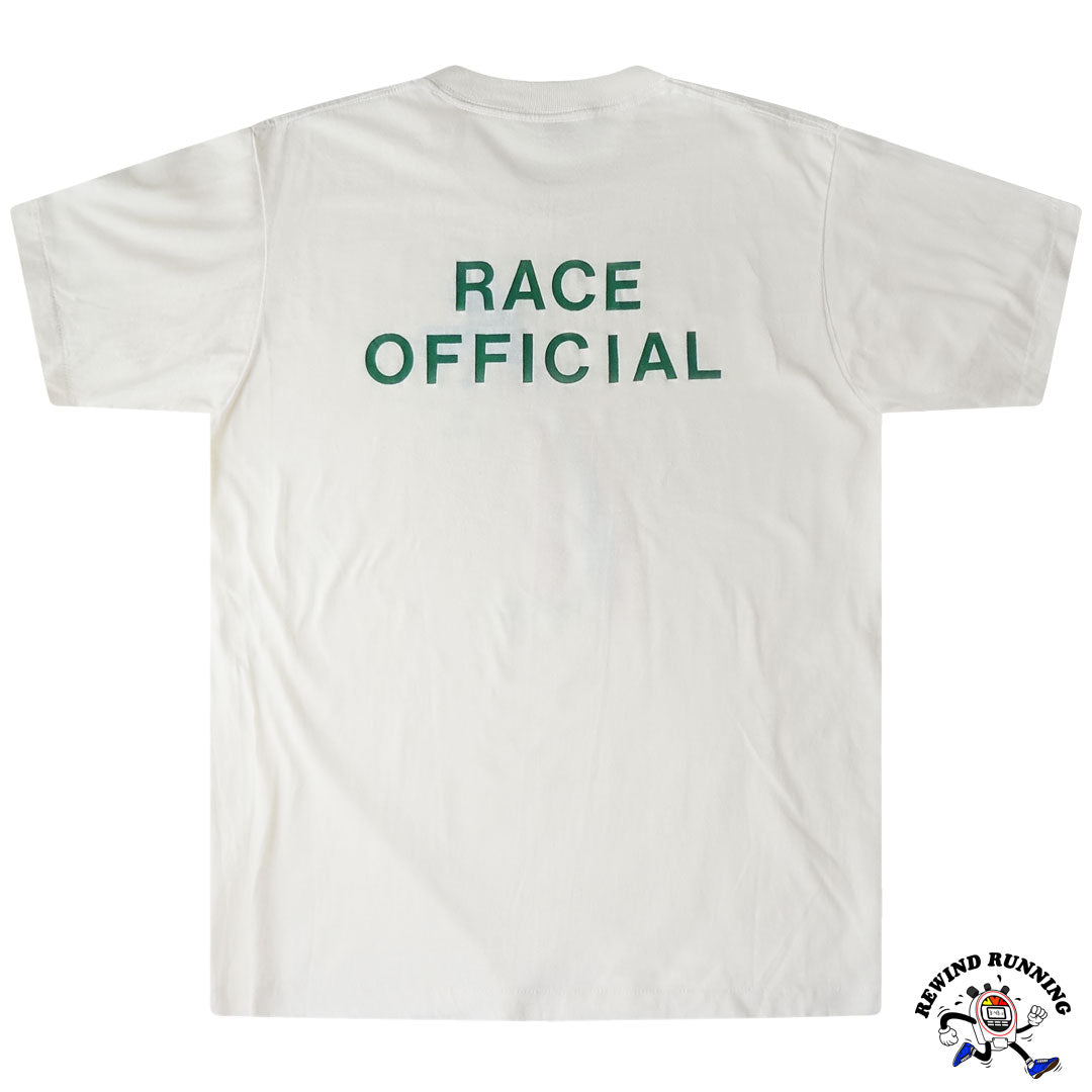 Saint Patrick's Day 5 Mile Running GBS Sports 80s Vintage Running Shamrock Men's T-Shirt 'Race Official' back