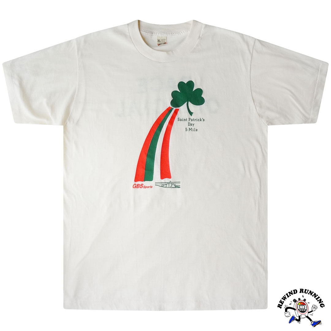 Saint Patrick's Day 5 Mile Running GBS Sports 80s Vintage Running Shamrock Men's T-Shirt front