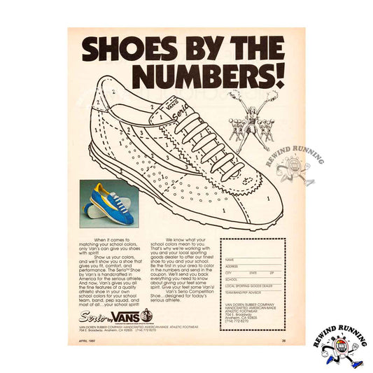 Vans Serio Rare 'Shoes By The Numbers' Vintage 80s Sneakers Running Shoes Print Ad from 1980