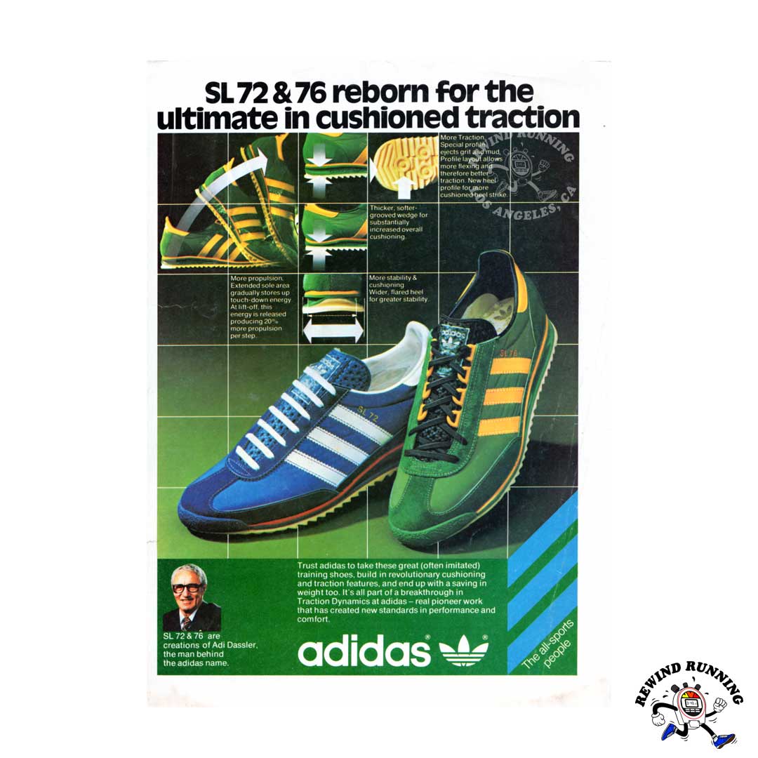 adidas 1978 Vintage SL72 and SL76 Running Shoes Sneaker Print Ad