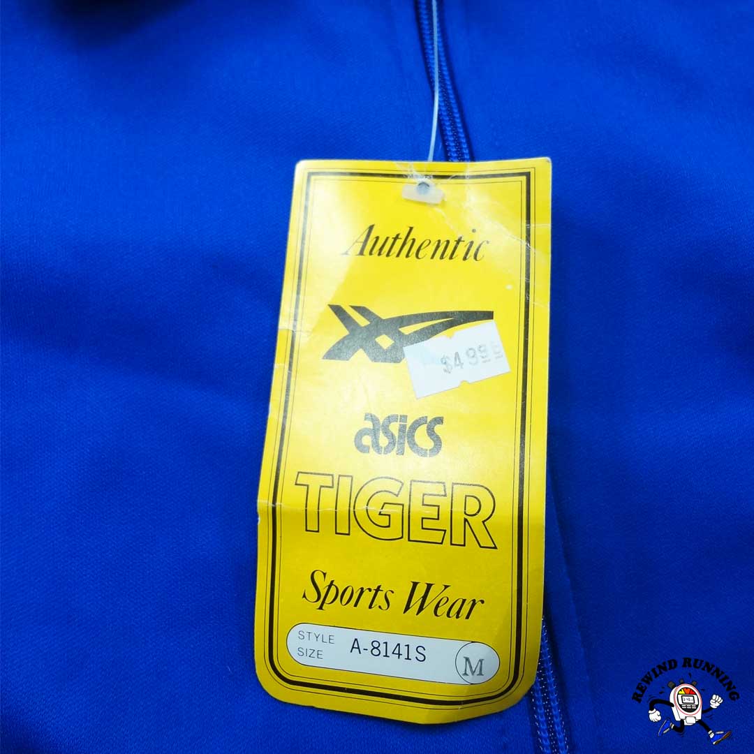 Asics Tiger Vintage 70s 80s Blue Yellow Striped Men's Track Jacket Medium NOS NWT A-8141S