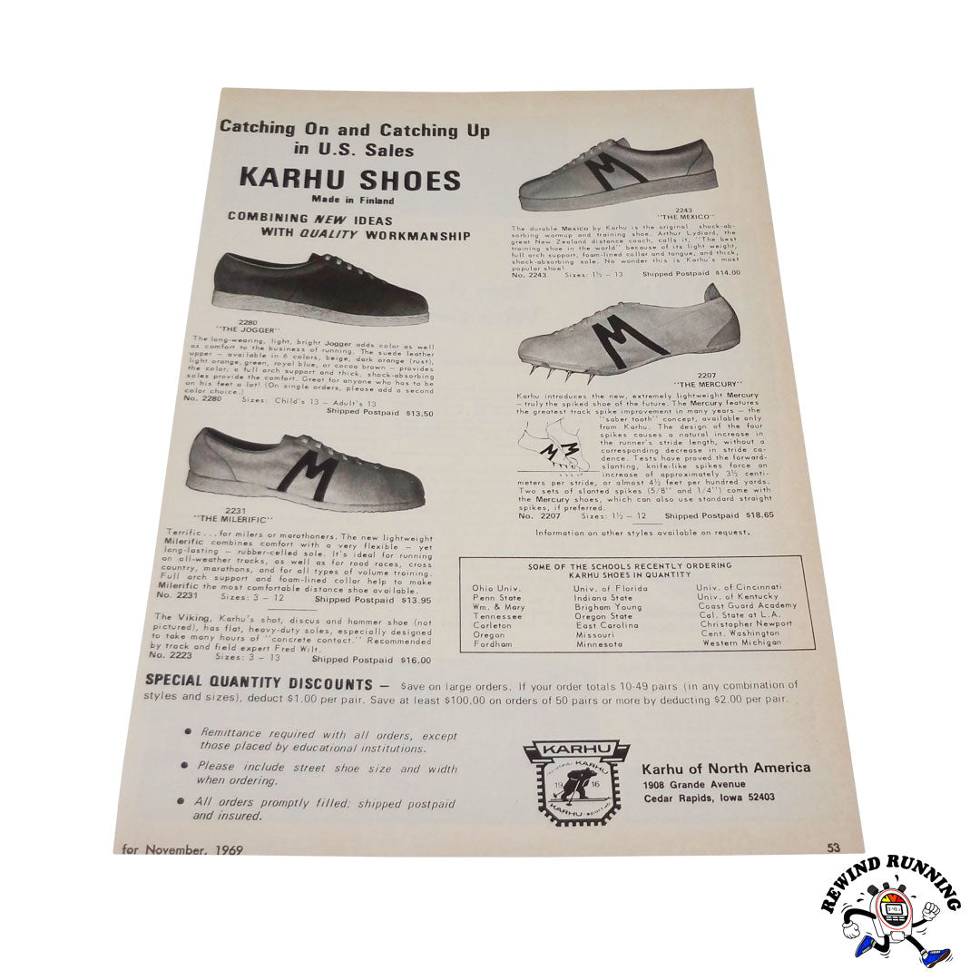 Karhu 1969 running shoes vintage sneakers print ad photo