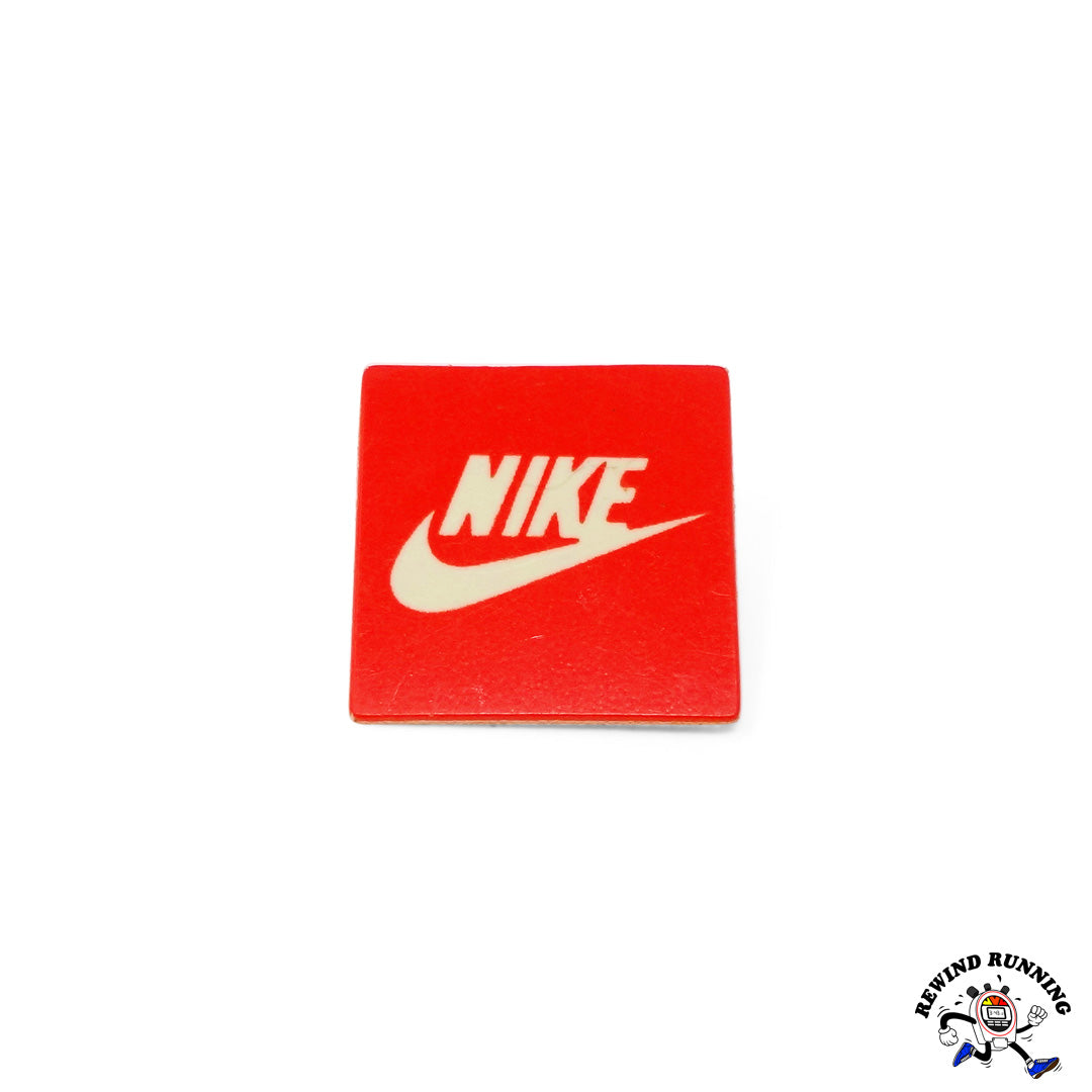 Nike Blaze Orange Swoosh Vintage Logo Square Plastic Lapel Pin Brooch