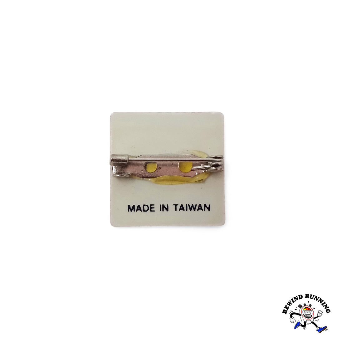 Nike Blaze Orange Swoosh Vintage Logo Square Plastic Lapel Pin Brooch Made In Taiwan
