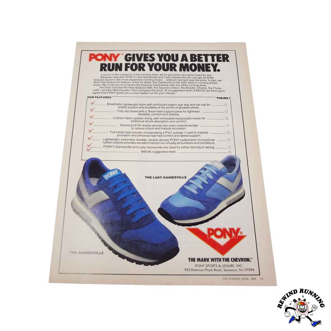 PONY Vintage 1984 Gainesville and Lady Gainesville Running Shoes Print Ad photo
