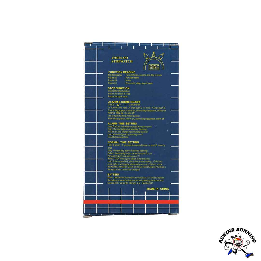 Vintage 80s Chronograph Professional Quartz Sports Timer Running Digital Stopwatch NOS Back Cover