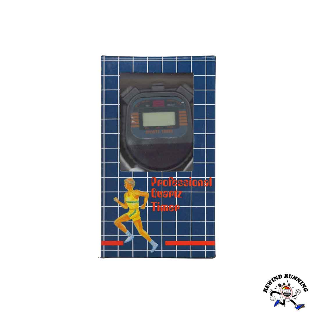 Vintage 80s Chronograph Professional Quartz Sports Timer Running Digital Stopwatch NOS