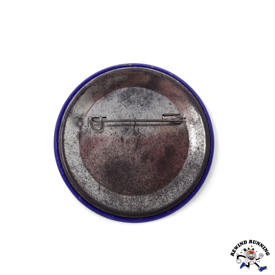 Asics Tiger vintage 1980s ‘Born To Perform’ Blue and White Pinback Button Back