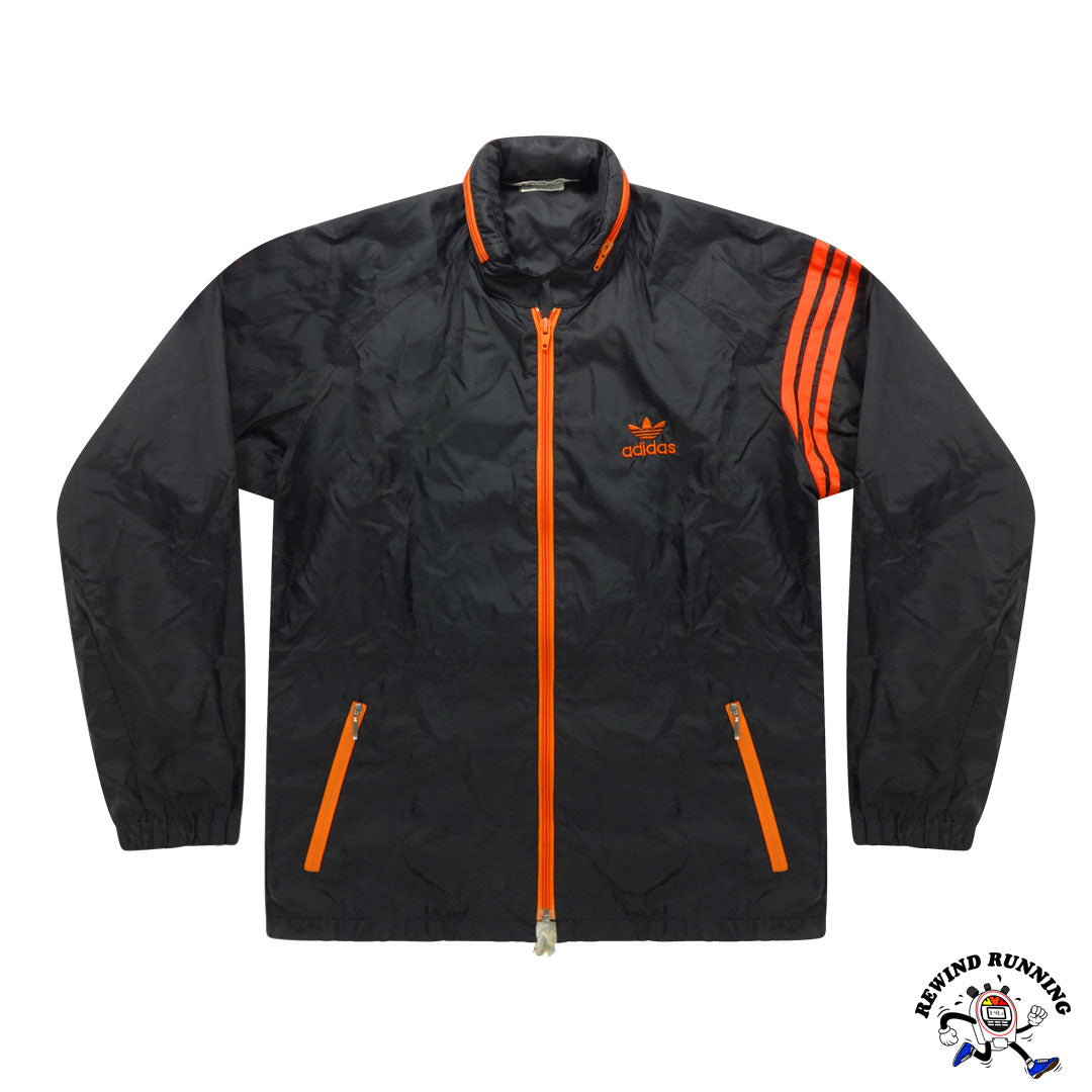 Adidas Vintage 70s 80s Men's M Trefoil Track Jacket Black Orange Zip Descente