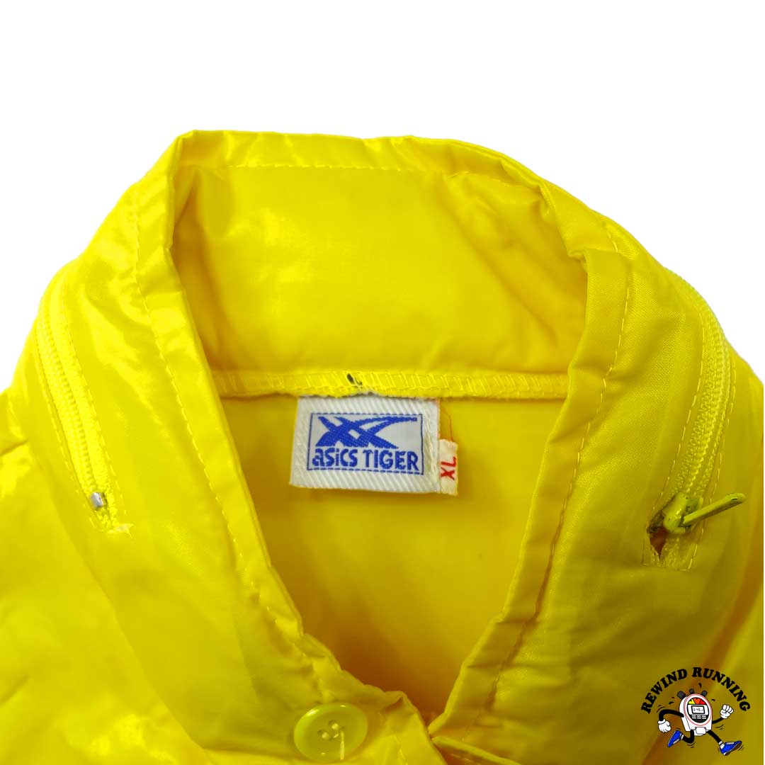 Asics Tiger Vintage 70s 80s Yellow and Black Striped Men's Windbreaker Track Jacket