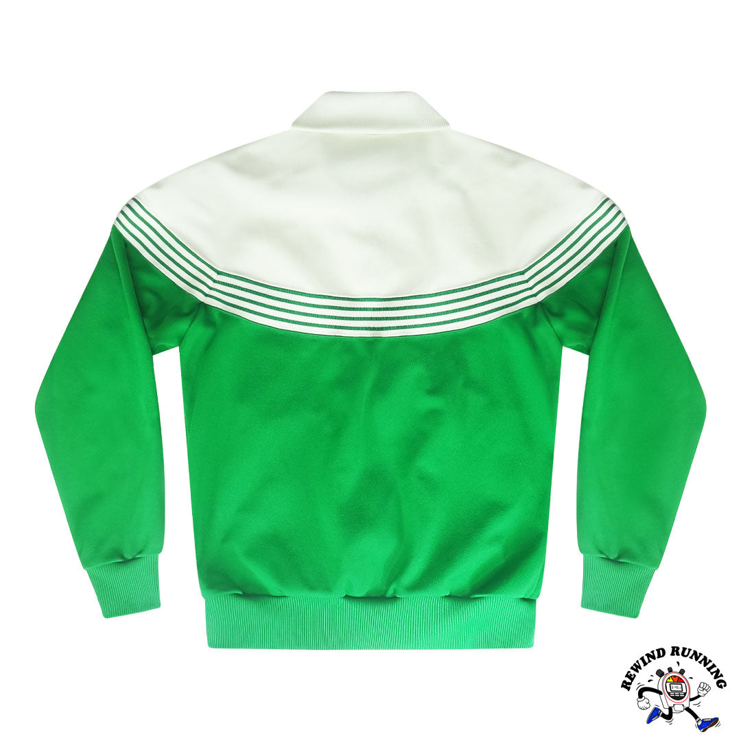 Asics Tiger Vintage 70s 80s Men's Medium Green and White Striped Track Jacket back