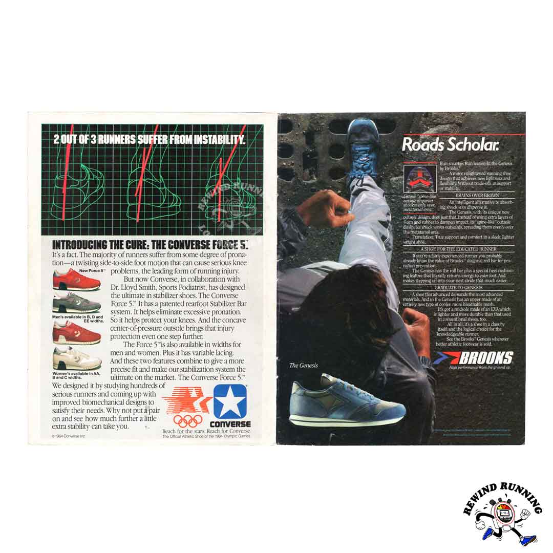 Brooks Genesis Converse Force 5 1984 Vintage Running Shoes 80s Sneakers Print Ad