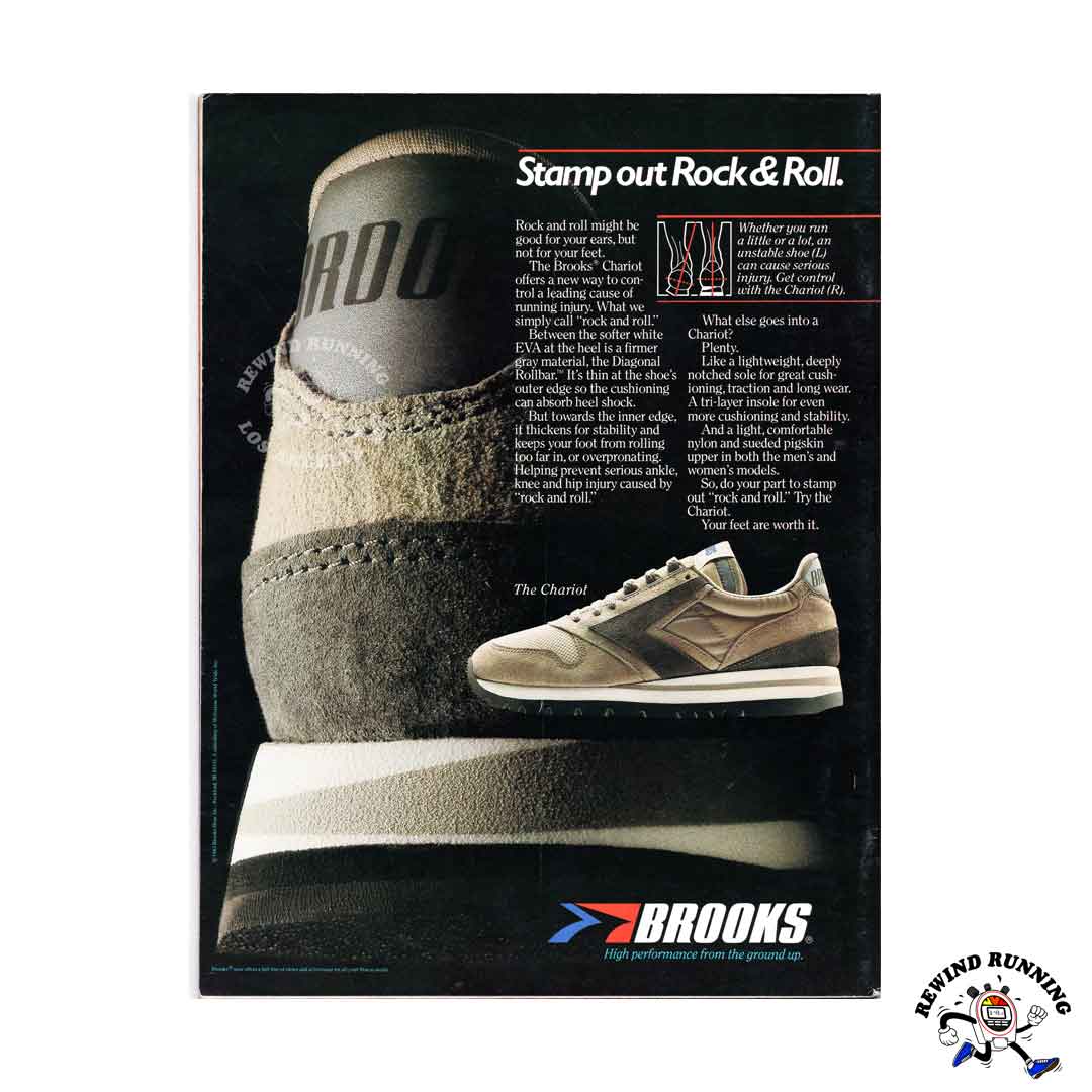 Brooks Chariot 'Stamp out Rock & Roll' 1983 vintage men's sneaker print ad
