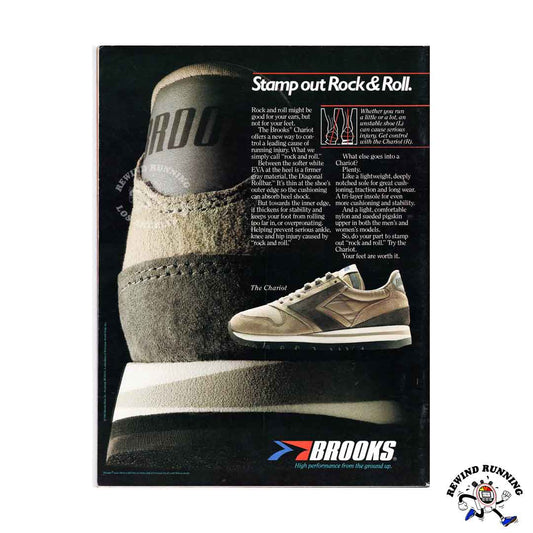 Brooks Chariot 'Stamp out Rock & Roll' 1983 vintage men's sneaker print ad