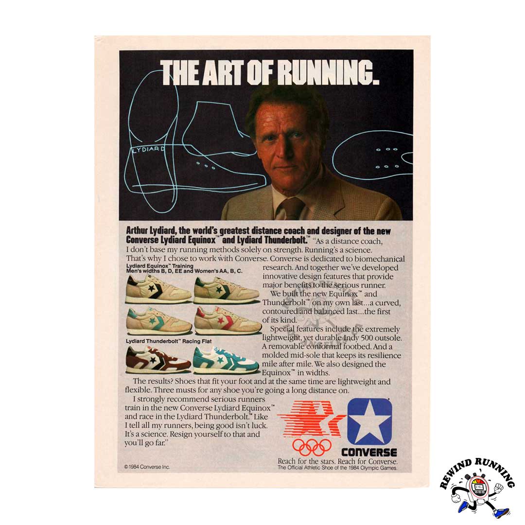 Converse Arthur Lydiard 1984 Equinox and Thunderbolt Vintage Running Shoes Sneaker Print Ad