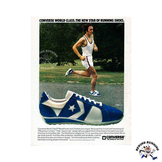 Converse World Class vintage running shoes in a 1977 print ad