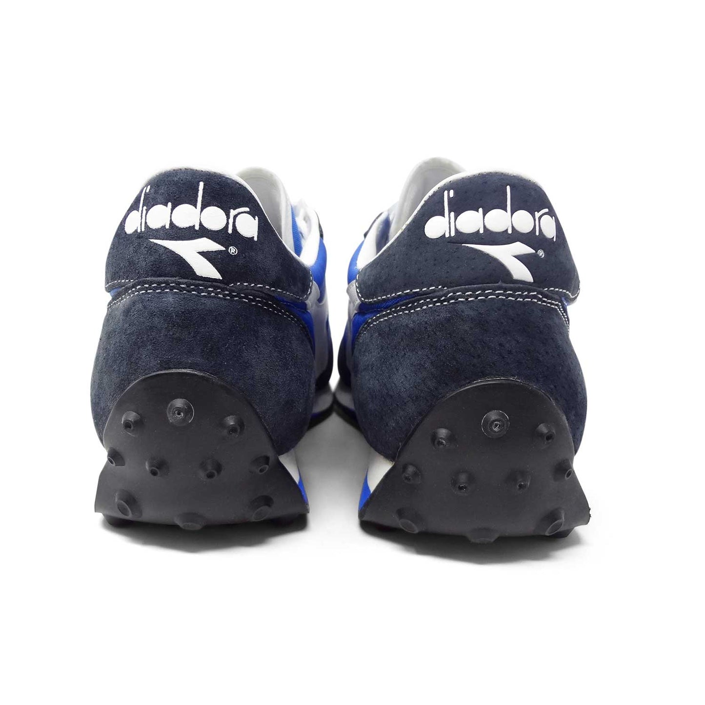 Diadora Rally 1970s Style Retro Men's Sneakers Old School Running Shoes Blue White Rear Heel