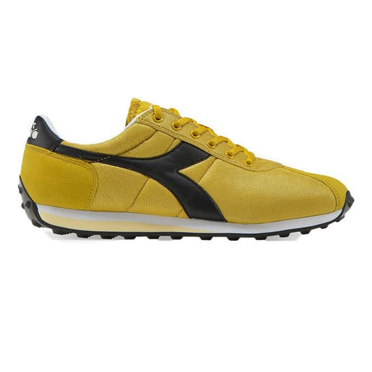 Diadora Sirio 1970s Style Retro Men's Sneakers Running Shoes Yellow Black Side Profile 10.5