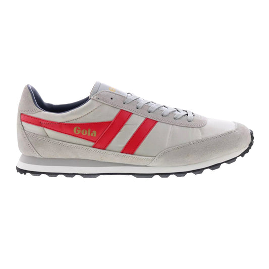 Gola Classics Flyer New Mens Retro Trainer 70s-Inspired Style Sneakers Gray Red CMA597