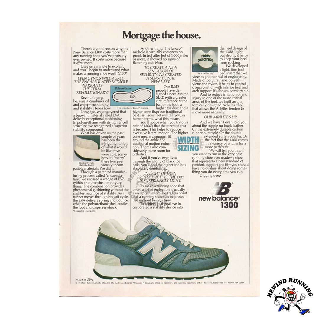 New Balance 1300 Vintage Sneaker Running Shoes Print Ad from 1984